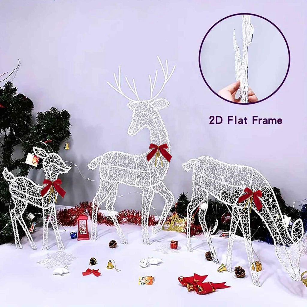 Holloyiver Light up Christmas Reindeer Family, 2D Lighted Reindeer Holiday Decoration, Outdoor Lighted Deer Decorations for Indoor Outdoor Christmas Yard Lawn Art (Mom)