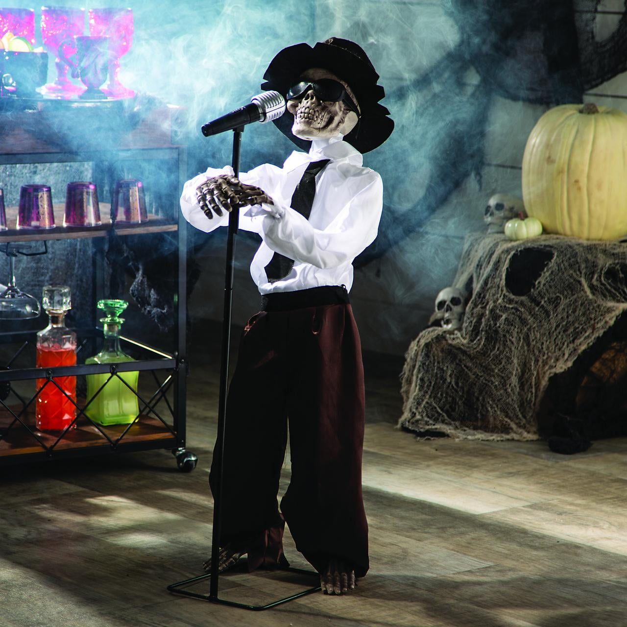 Standing Singing Skeleton (3 ft assembled height) - Halloween Animatronics Decor