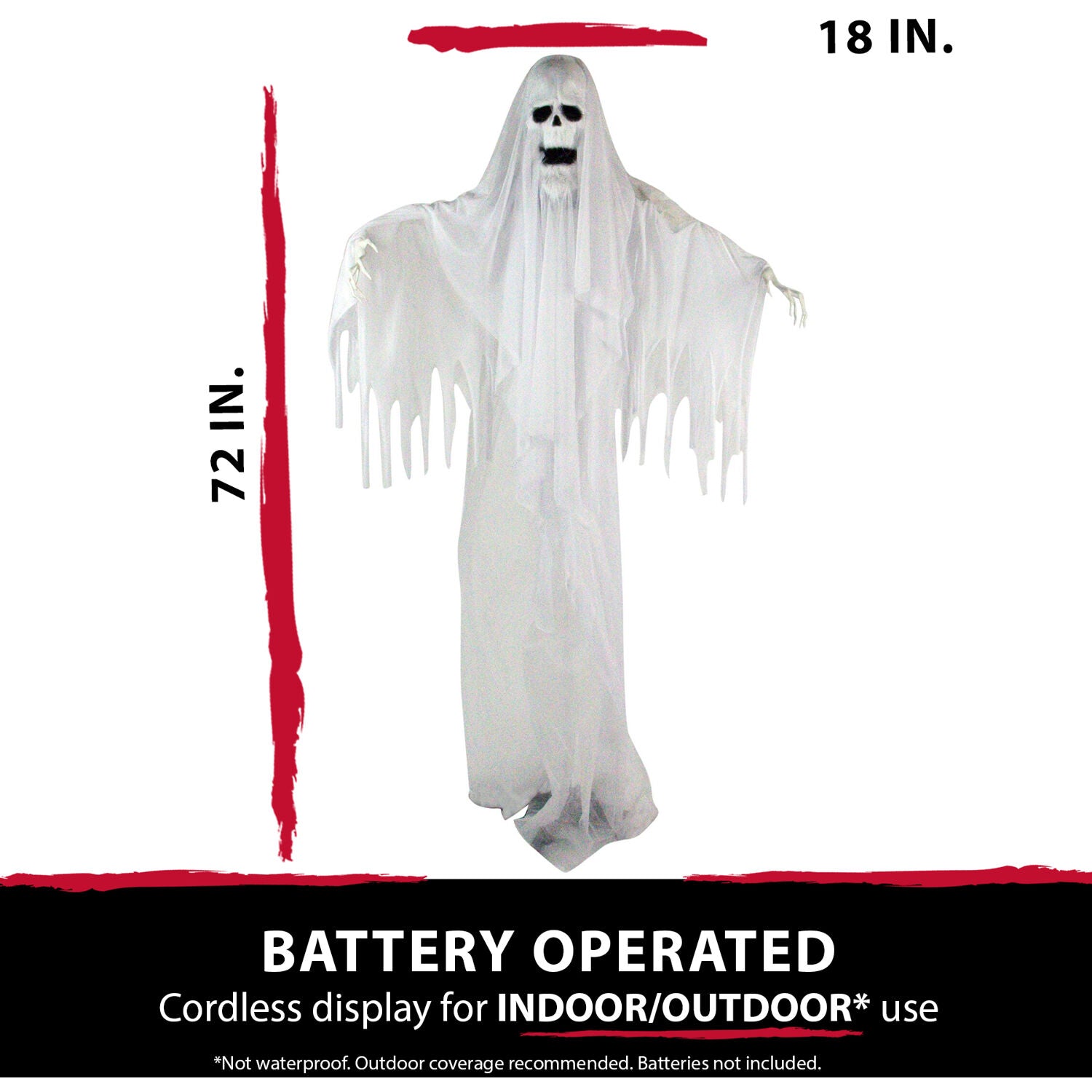 Haunted Hill Farm Animatronic Ghost Indoor/Covered Outdoor, 6-ft.