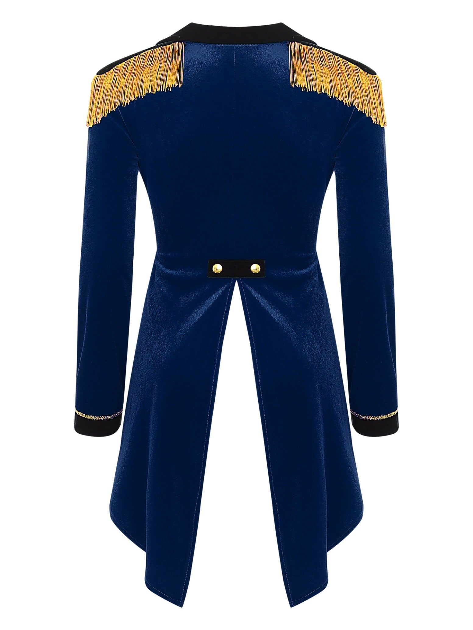 Haitryli Women's Circus Ringmaster Costume Tailcoat Jacket Lapel Velvet Collar Vintage Long Sleeve Navy Blue S