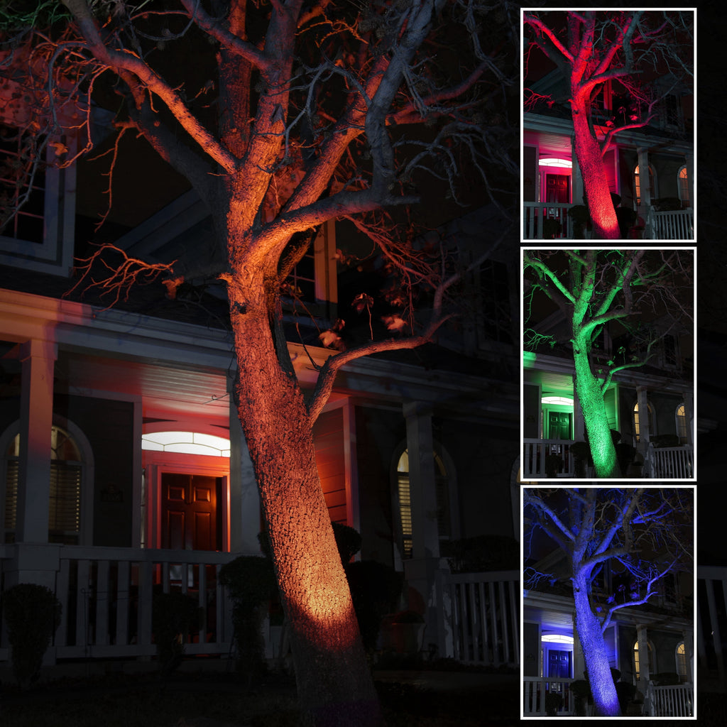Halloween Lightshow Up Lights Tree Lights 8 LED Halloween Color Changing Red Green and Blue