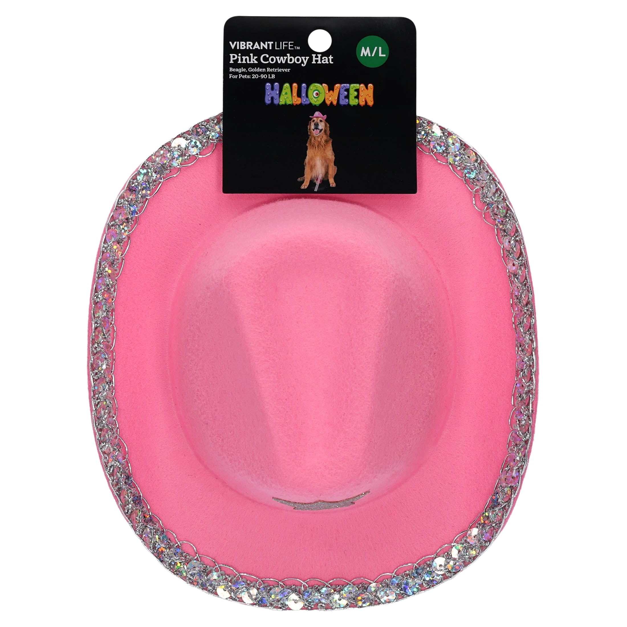 Vibrant Life Halloween Cowboy Hat Costume for Dogs and Cats, Pink, XS/S