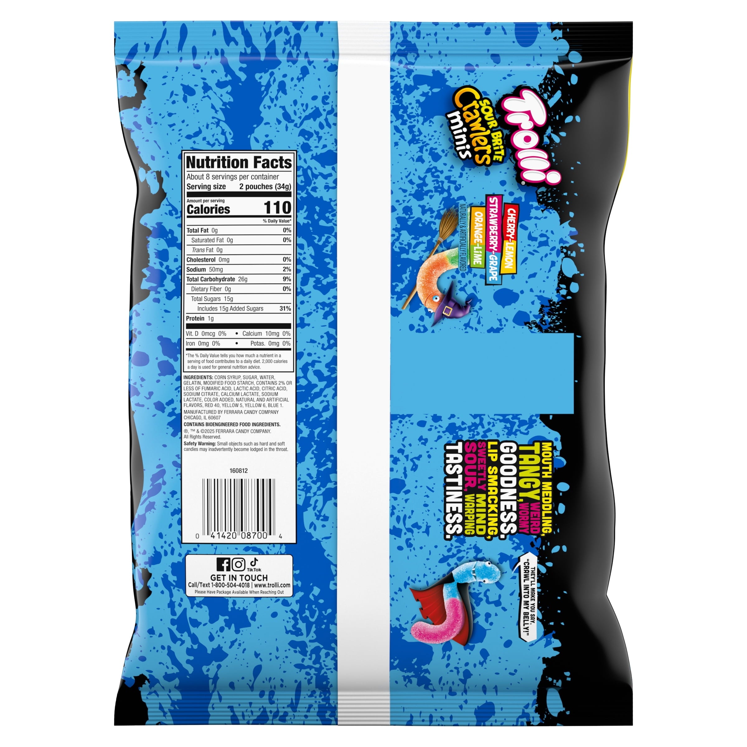 Trolli Halloween Sour Brite Crawlers Minis Treat Packs Candy, 9.6 oz