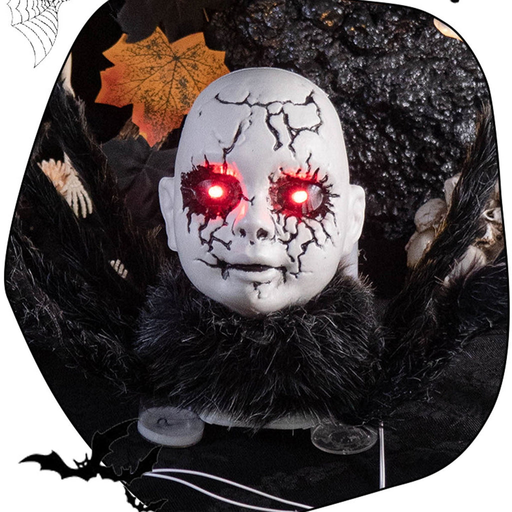 Konghyp Halloween Animated Doll Decoration with Motion Sensor, Voice-Activated Walking Toy with Light and Sound, Haunted House Prop for Party Indoor Outdoor Decor