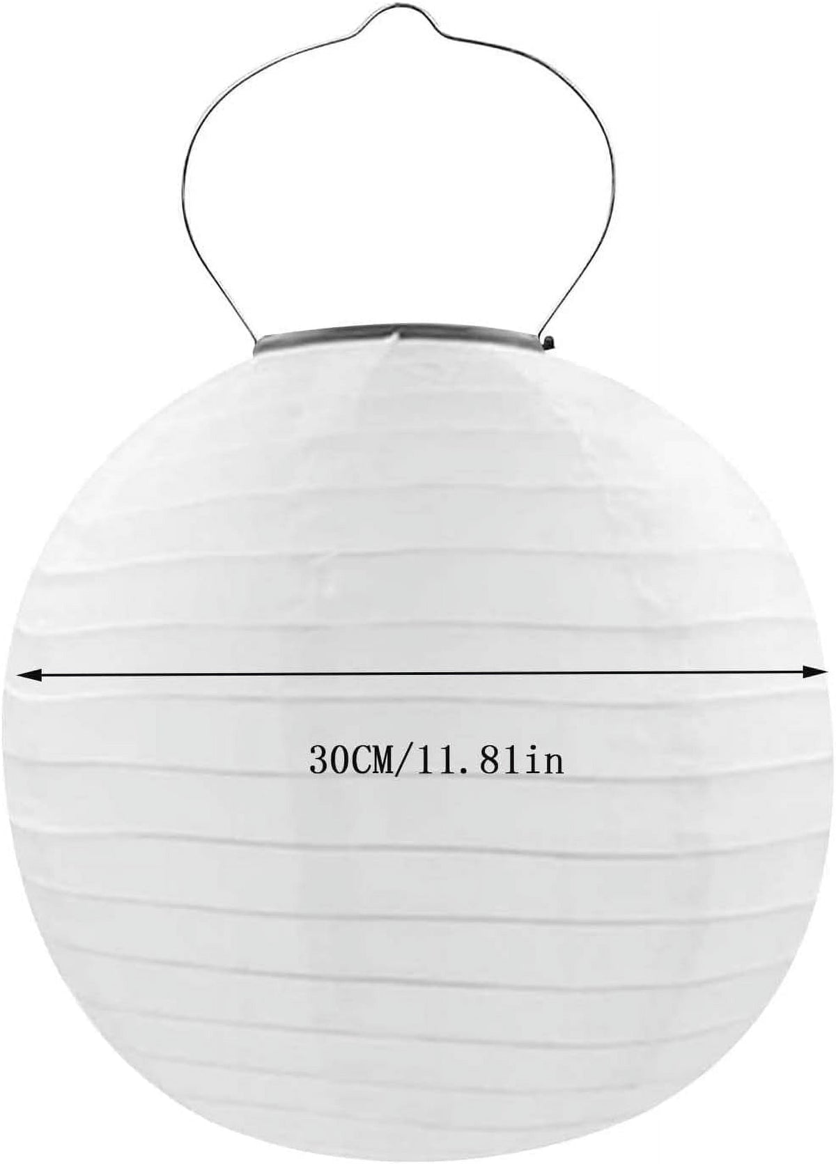 POPUQS White Solar Powered Outdoor Hanging Lanterns, Chinese Traditional 12 Inch