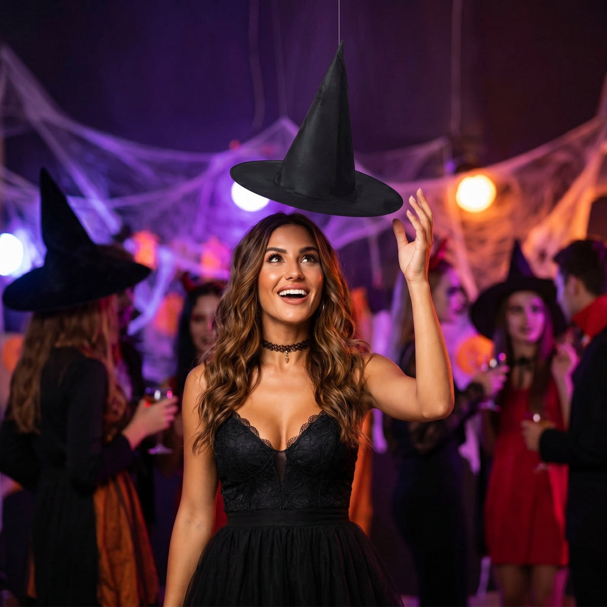 Stijggn Witch Hat Lights Halloween Glowing Lights, Waterproof Hanging Witch Hat Decorations, Warm Light Festival Ornaments for Indoor Outdoor Yard Garden Party Halloween Decor