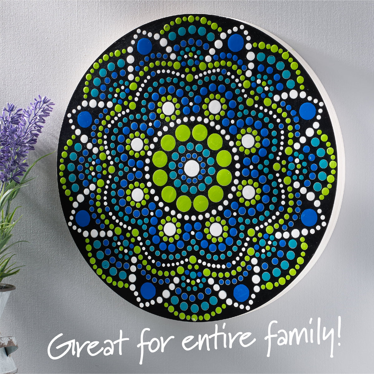 Plaid Unpainted Wood Surfaces Circle Plaque, Traditional Mandala, 10"