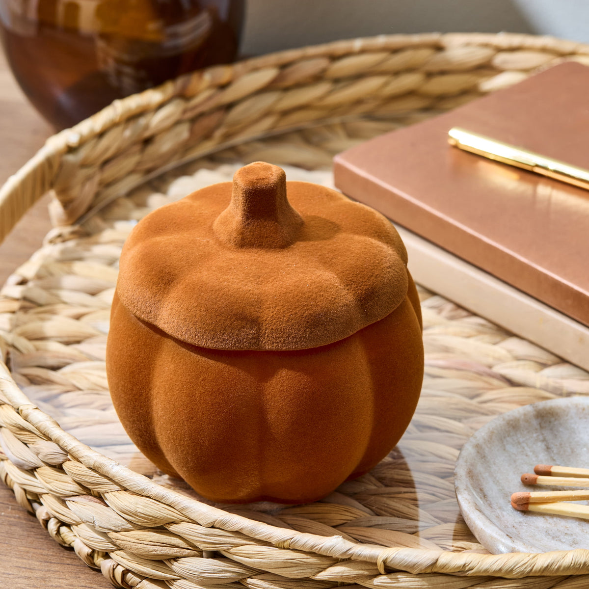 Better Homes & Gardens Flocked Pumpkin Jar Candle, Pumpkin Snickerdoodle Swirl, 2-Wick, 12.7 oz