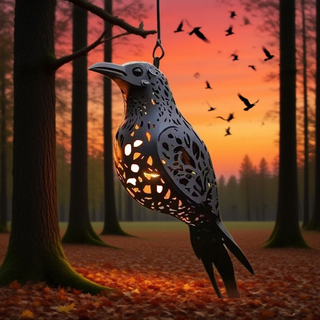 Raven Lantern - 3.15x9.44" Raven Lantern, 3D Gothic Window Decoration | Spooky Pendant Lamp for Gardeners Outdoor Garden Patio Porch Entrance Backyard