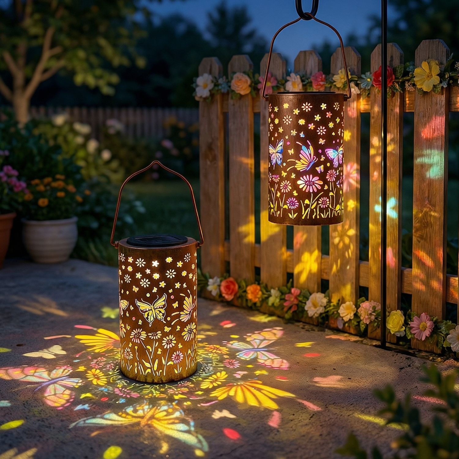 Colorful Solar Lanterns IP65 Outdoor Waterproof, Mother's Day Gifts for Women Mom Grandma - LED Colorful Sunflower Solar Lights Metal Hanging Lantern for Patio Yard Porch