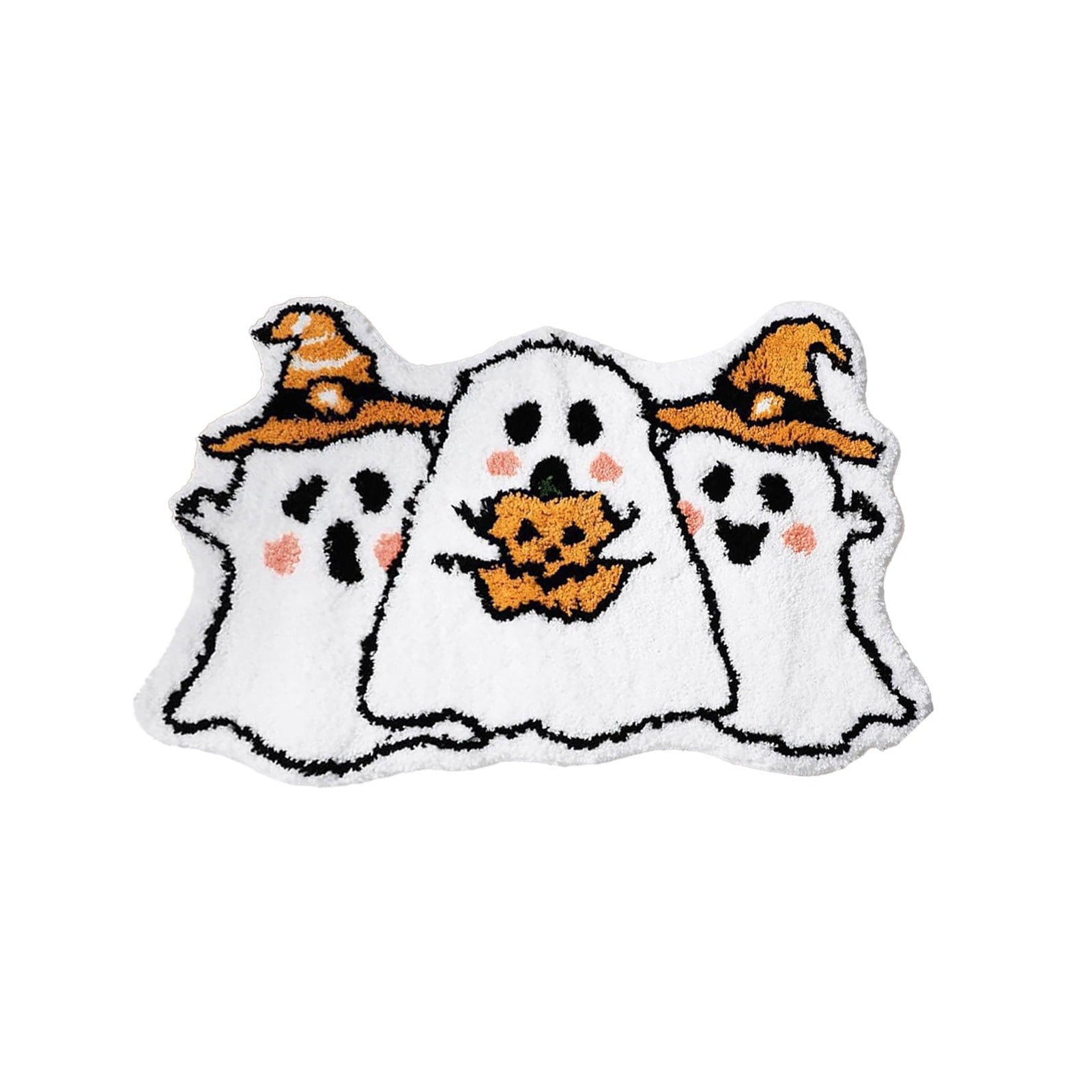 BingTong Cartoon Ghost Themed Fall Welcome Mat,Variety Spooky Adorable Ghost Shape Entryway Rug,Weather Resistant Low Profile Door Mat for Home Apartment Cafe Halloween Decoration Ghost F