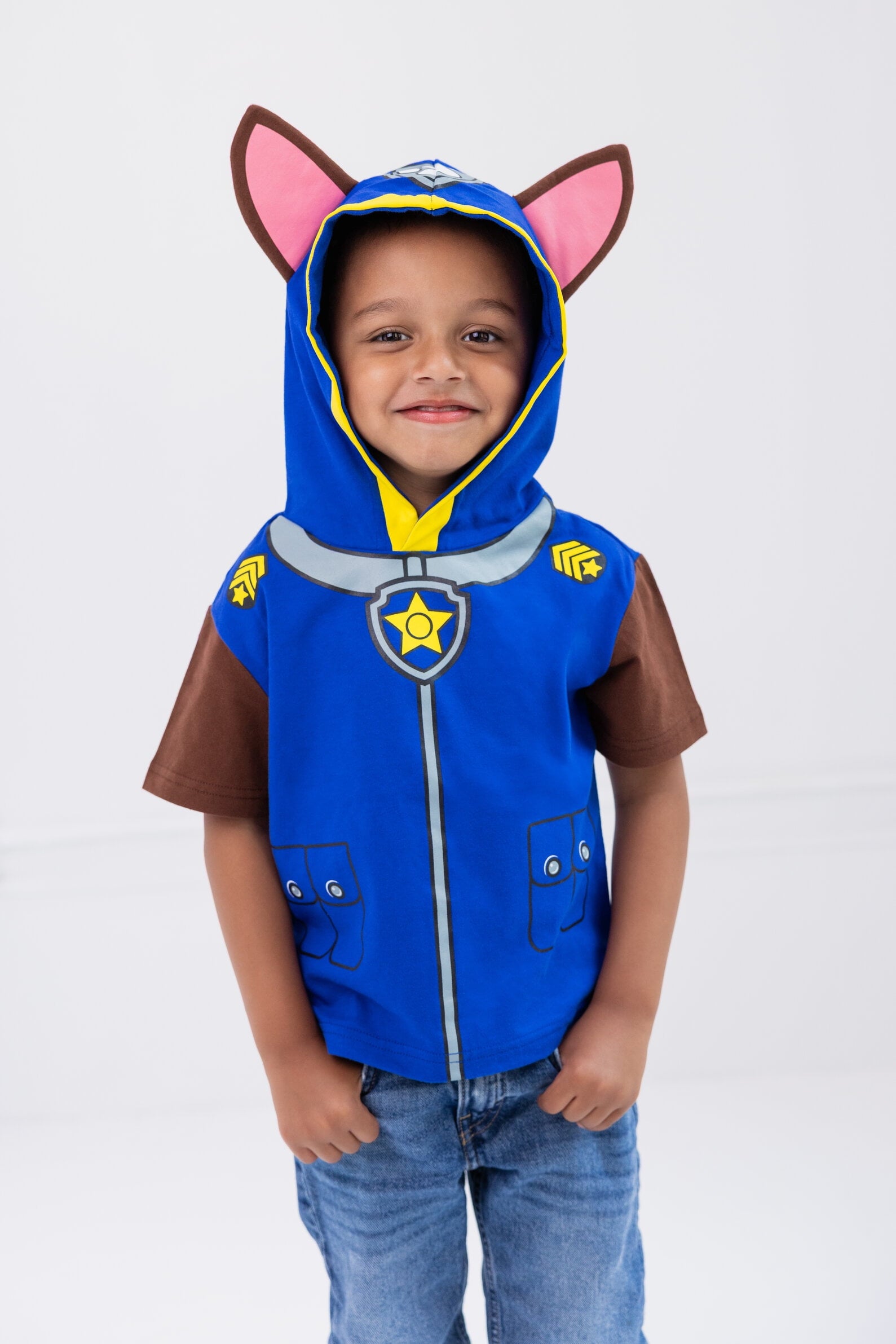 Paw Patrol Little Boys' Cosplay Hooded T-Shirt Chase Royal Blue