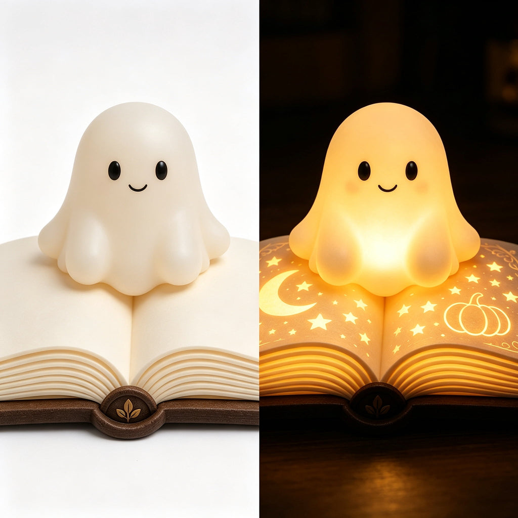 Ghost Night Light Halloween Decorations Bedside Night Light with Tap Control, Dimmable Nursery Decor Lamp, Fun Ghost Gift for K*ids, Halloween Room Decor, Ghost Lamp