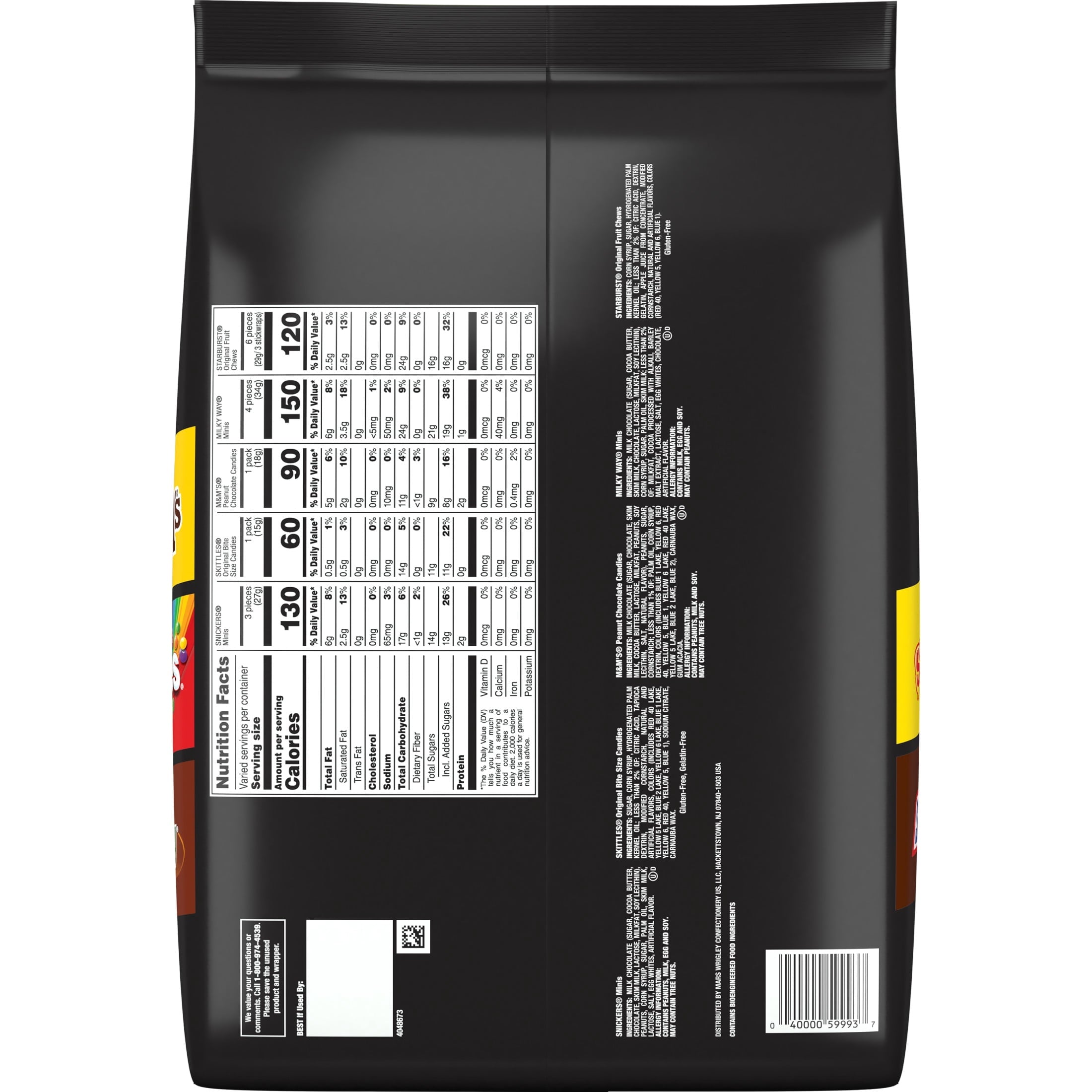 M&M's, Skittles & More Fun Size Halloween Candy Variety Pack - 120 Ct Bulk Bag