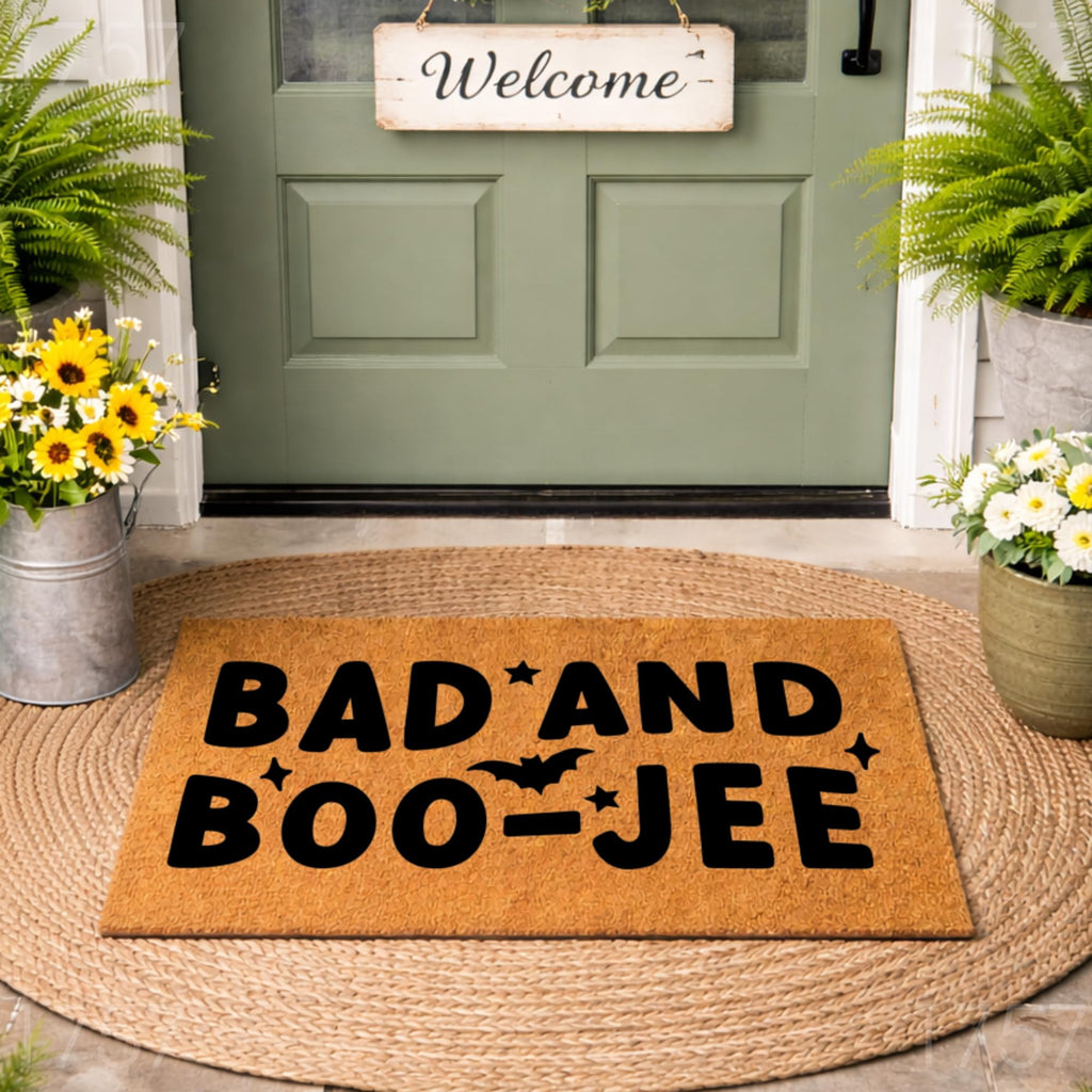 Bad and Boo-Jee Halloween Door Mat | Funny Boojee Doormat | Bougie Welcome Door Mat | Fall Autumn Decor Gift | Home Doormat | Custom Doormat