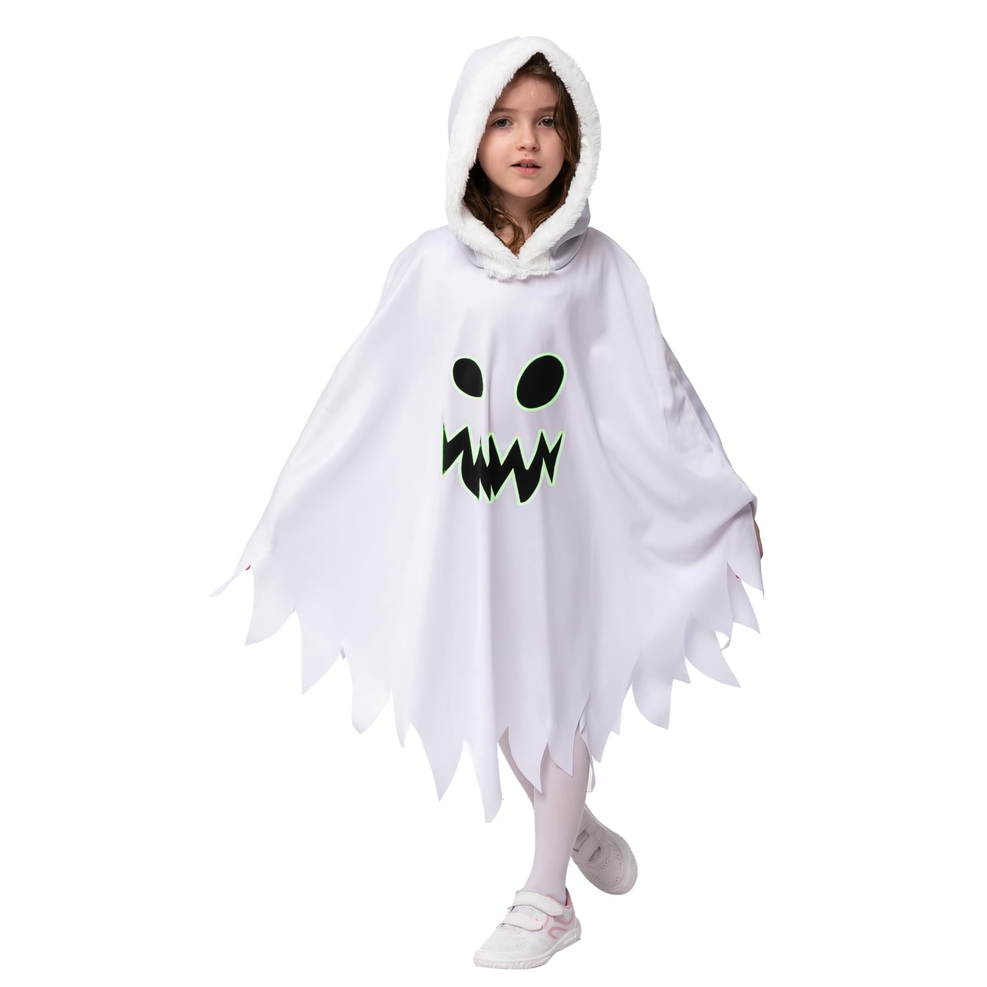 Joyfy Kids Ghost Costume, Halloween Ghost Costume, White Silent Ghost Costume with Pumpkin Bag for Toddler Boys Girls Halloween Party Dress Up Cosplay