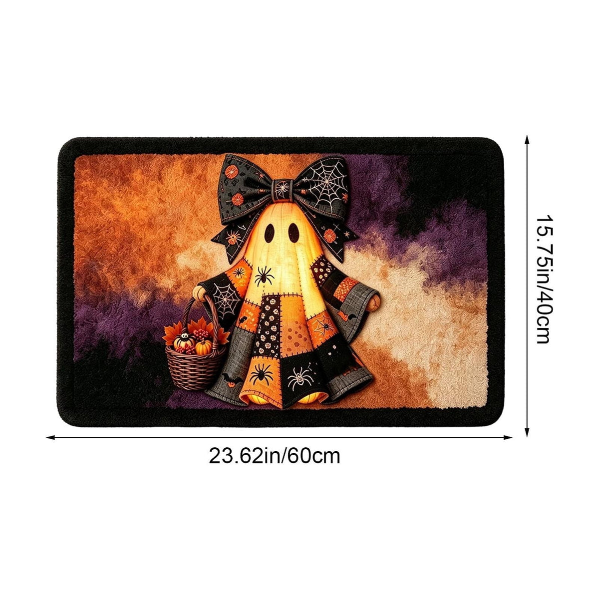 Halloween Doormat Ghost Bath Mat 23.6x15.7in Secure-Grip Absorbent Soft Faux Fur Rug for Bathroom Bedroom Living Room Decor by OVFUIZ
