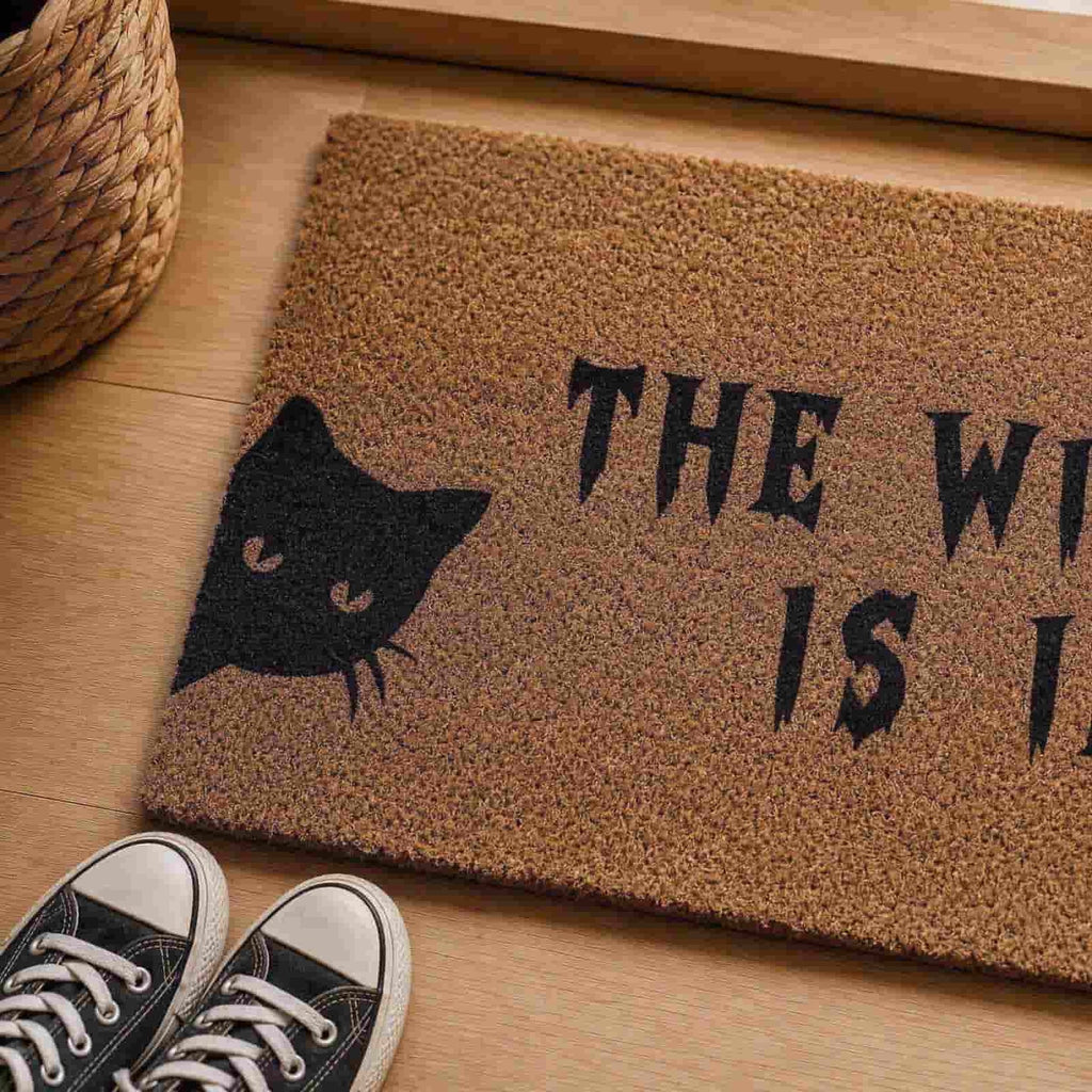 Halloween Doormat Vintage Retro Style Mat 23.6x15.7in Secure-Grip Absorbent Coir Look Entryway Rug for Front Porch Indoor Outdoor Decor by OVFUIZ