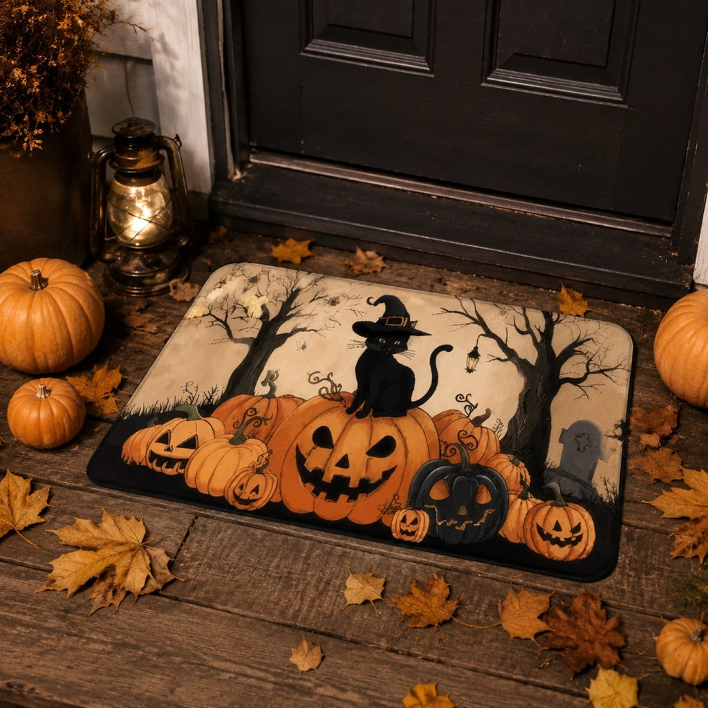 WWC Halloween Door Mat, 32x20 inch Halloween Decor Thick Non Slip Ghost doormat, Entryway Rug for Fall Party Indoor Outdoor Front Porch