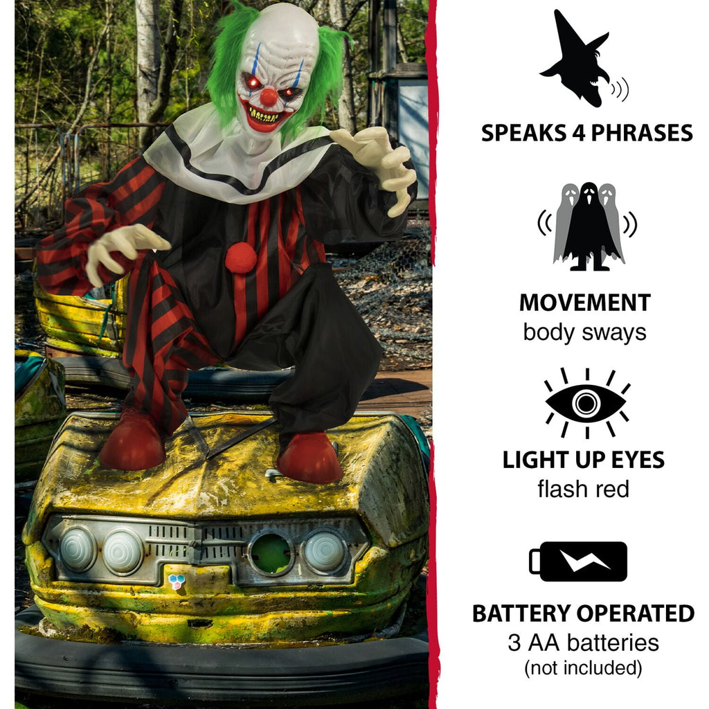 Haunted Hill Farm 1.8 ft Groundbreaker Clown-Vile, Halloween Decoration, Multi-Color, HHFJCLOWN-2LSA