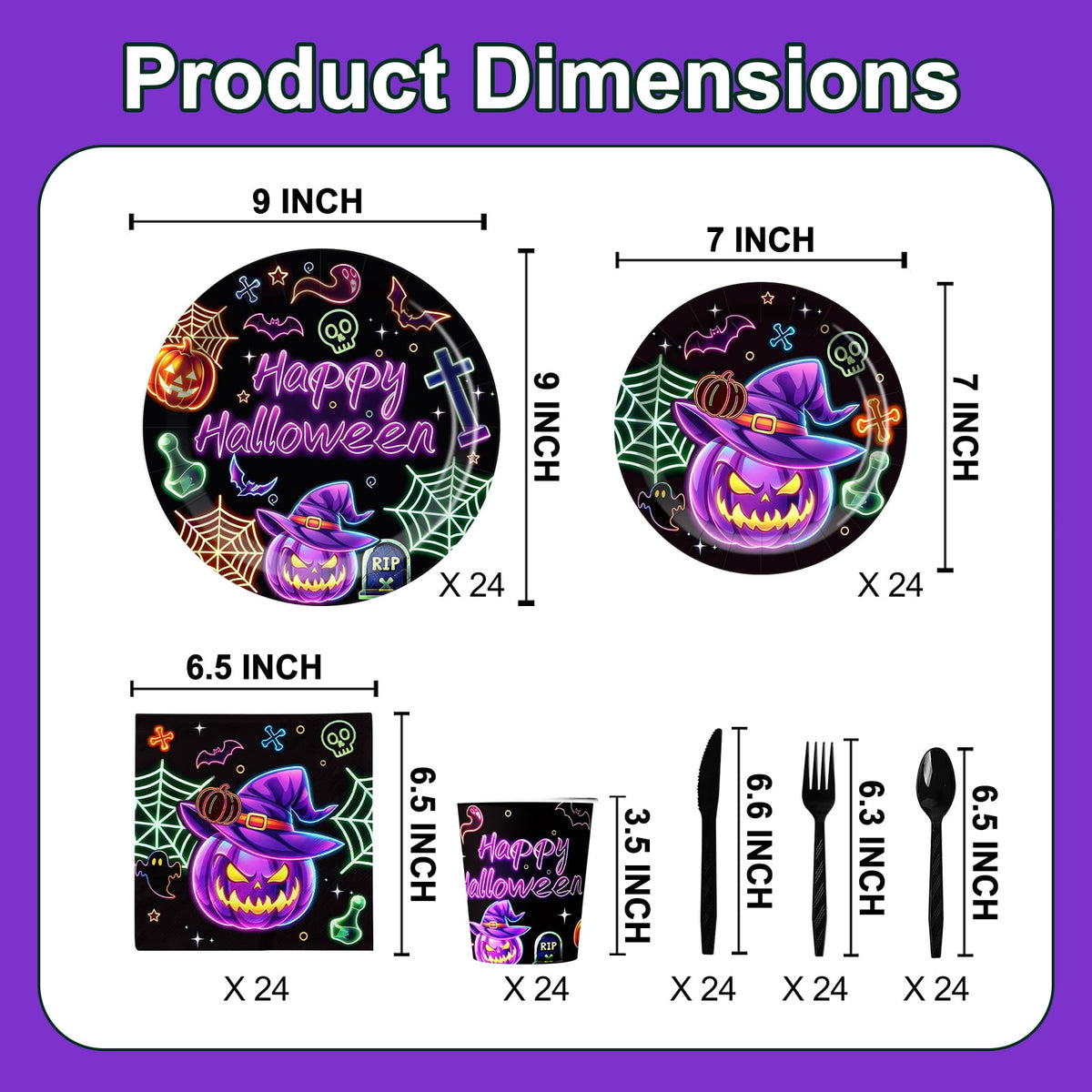 Wowhub Boo Ghost Pumpkin Halloween Tableware Set Serves 24, Halloween Plates and Napkins, Disposable Summerween Party Supplies with Cups, Cutlery & Tablecloth for Halloween Birthday Decorations