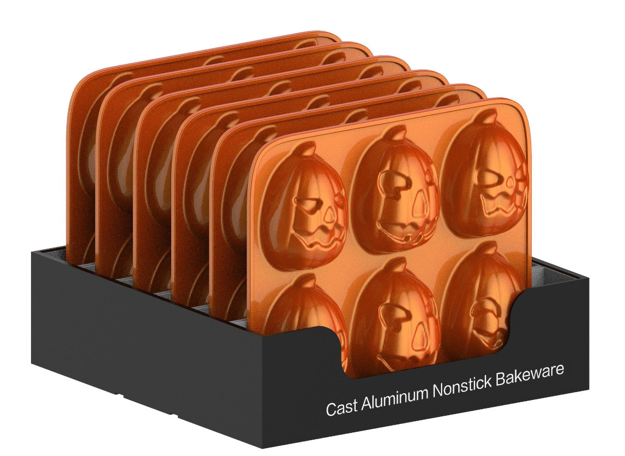 Way To Celebrate Pumpkin Cast Aluminum 6-Cavity Baking Pan, Orange Iridescent