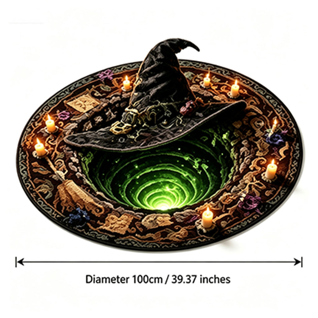 3D Halloween Round Rug, Illusion Halloween Round Mat, Funny Rug with Non-Slip Soft Visual Effect Door Mat for Living Room Indoor Decor