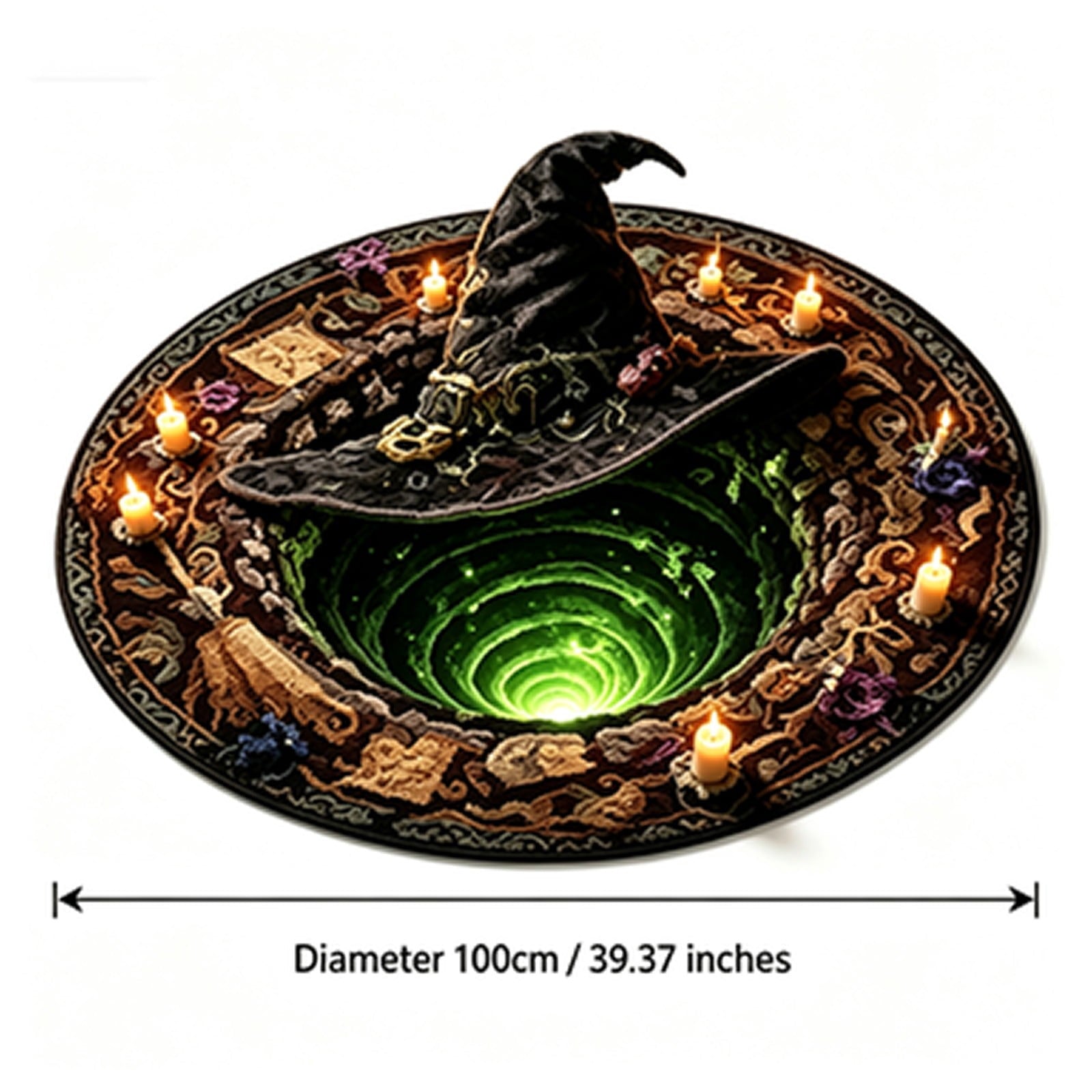 3D Halloween Round Rug, Illusion Halloween Round Mat, Funny Rug with Non-Slip Soft Visual Effect Door Mat for Living Room Indoor Decor