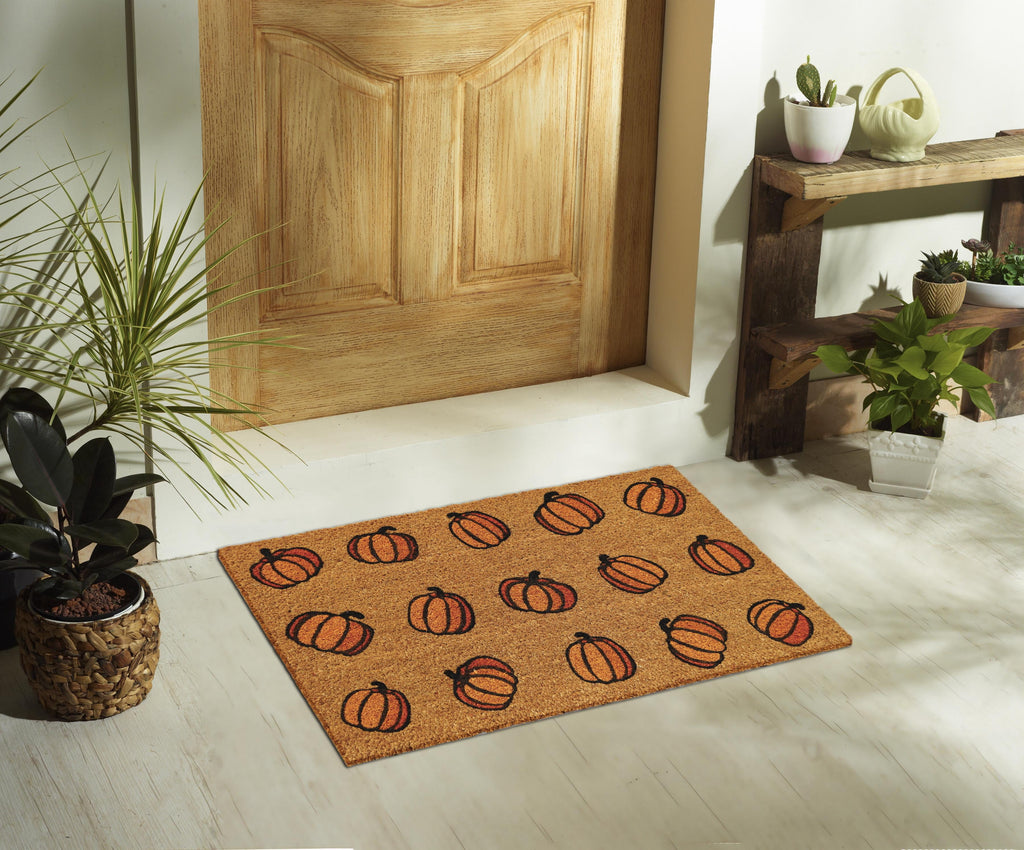Way To Celebrate Pumpkin Halloween Coir Doormat, 18 in x 30 in