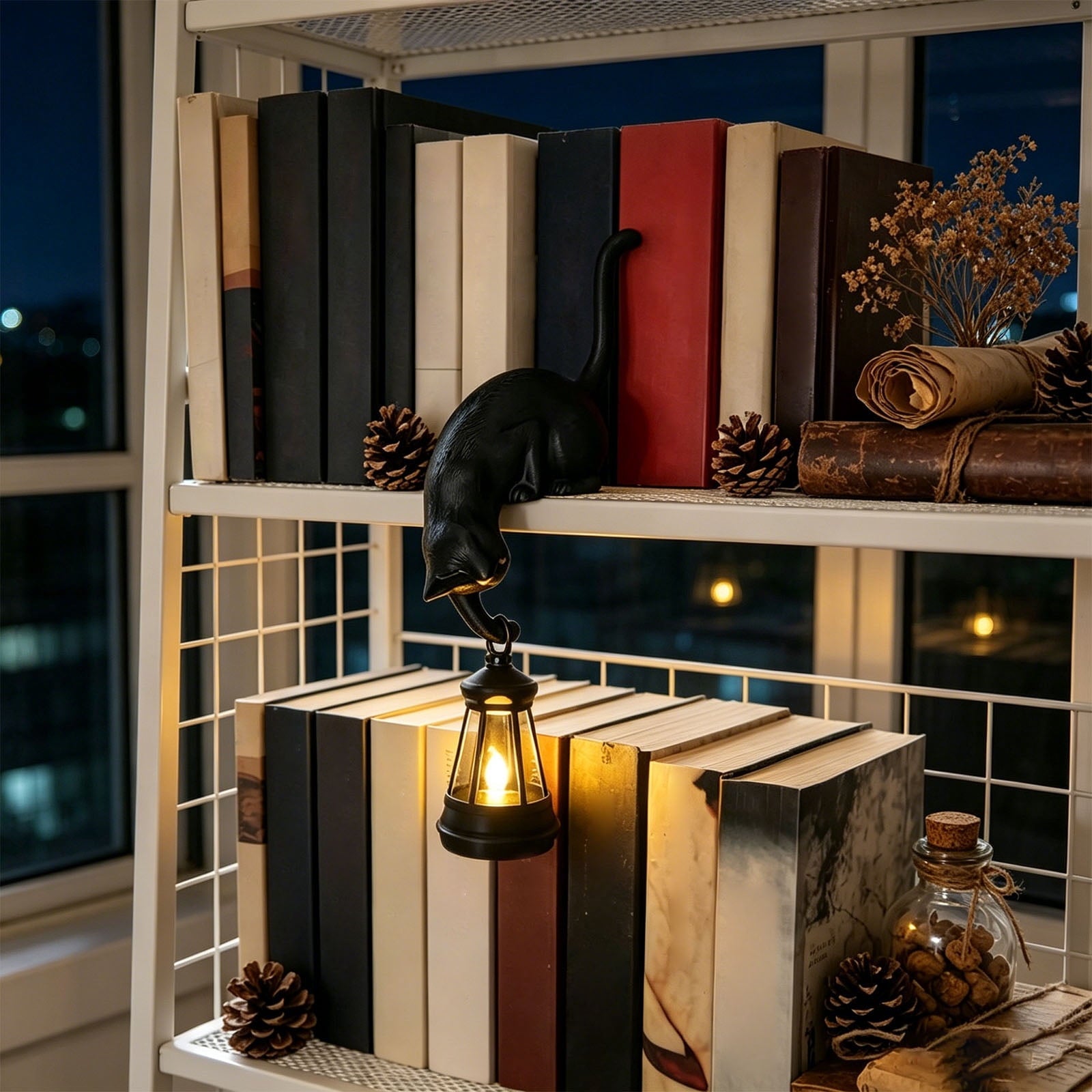 Halloween Ghost Library Lantern Decorative Bookshelf Lighting, Reading Book Shelf Lights for Study Reading Corner Home Library Gift for Book Lovers Bookworms