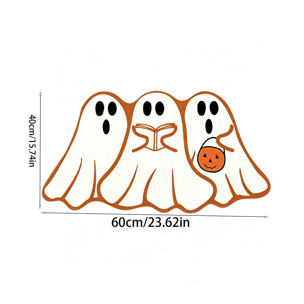 Halloween Ghost Cluster Shaped Welcome Doormat, Cute Ghost Floormat Non Slip Rubber Backing for Halloween Front Porch Entryway Room Decor,40x60cm