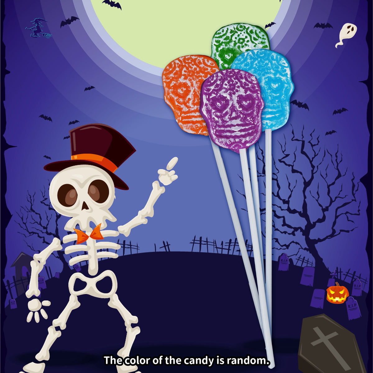 Amos Halloween Lollipop Bouquets, Assorted, Gluten, Milk and Nut Free, 1.76 oz, 5 Count