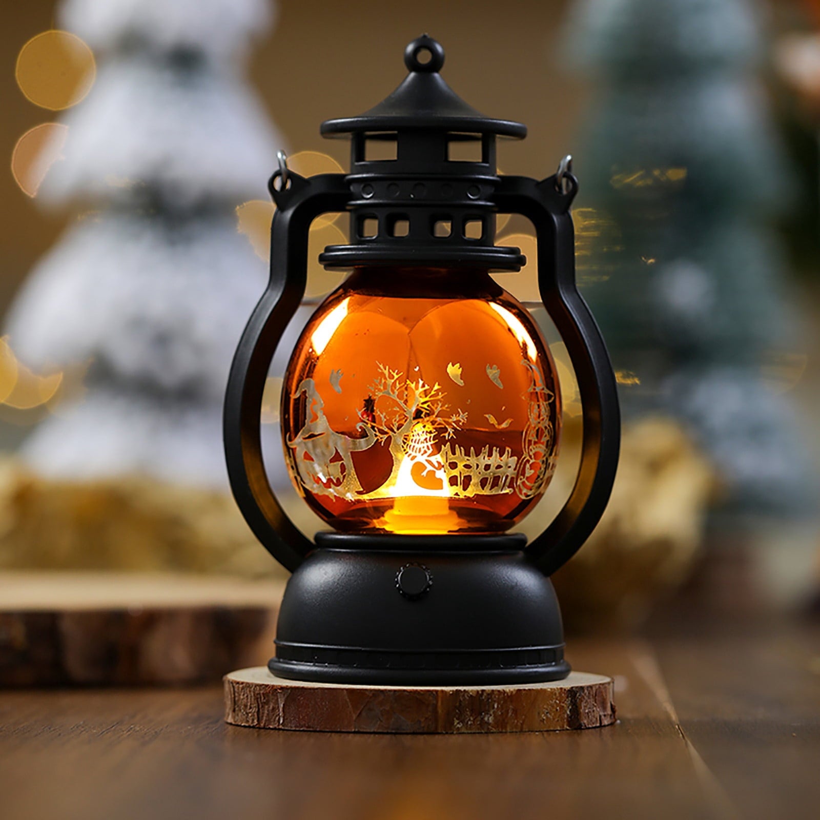 Halloween Oil Lamp Outdoor Lights, Flickering Flame Solar Lanterns Lights Outdoor Waterproof, Hanging Lantern Decorative, Solar Powered Lanterns for Yard Patio Path Tree Garden Decor