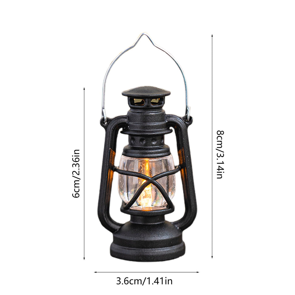 openpig Vintage LED Hurricane Lantern, LED Battery Powered Camping Lamp Outdoor Hanging Lantern, Landscape Decor for Table Patio Garden Yard Pathway Porch (Black)