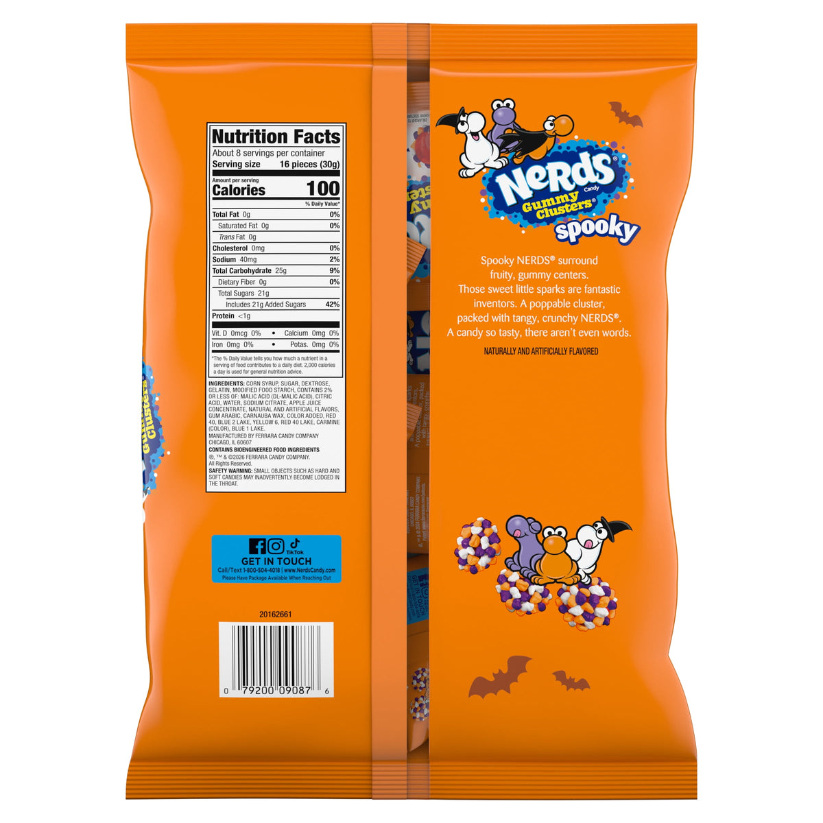 Nerds Spooky Gummy Clusters, Trick-or-Treat Halloween Candy, Nerds Gummy Candies, 8 oz, 16 Count