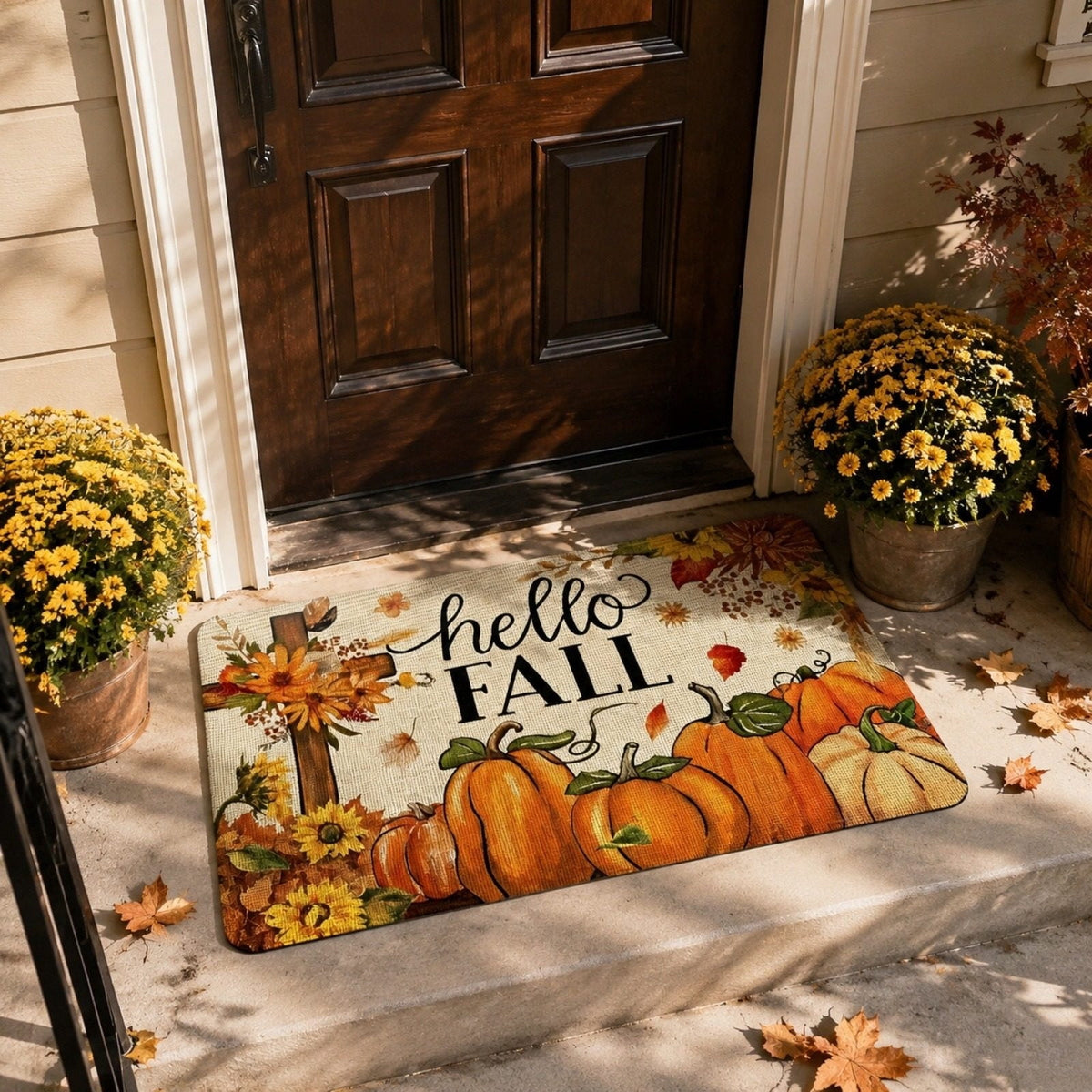 Autumn Door Mat for Entryway, 16x24 Inch, Fall-Themed Floor Doormat for Home Decor, Non-Slip Rug Mat for Living Room, Kitchen, Bedroom, Gifts for Fall Lovers (E)