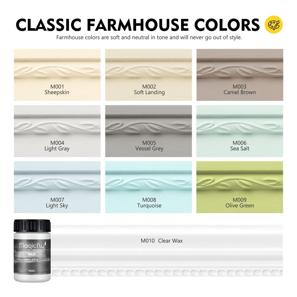 Magicfly 15 Pcs Chalk Acrylic Craft Paint Set, 60ml/2 oz 9 Colors Ultra Matte Finish Acrylic Craft Paint Set for Home Decor,8 fl oz