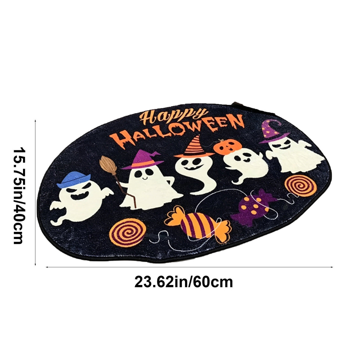 WWC Halloween Door Mat, 32x20 inch Halloween Decor Thick Non Slip Ghost doormat, Entryway Rug for Fall Party Indoor Outdoor Front Porch