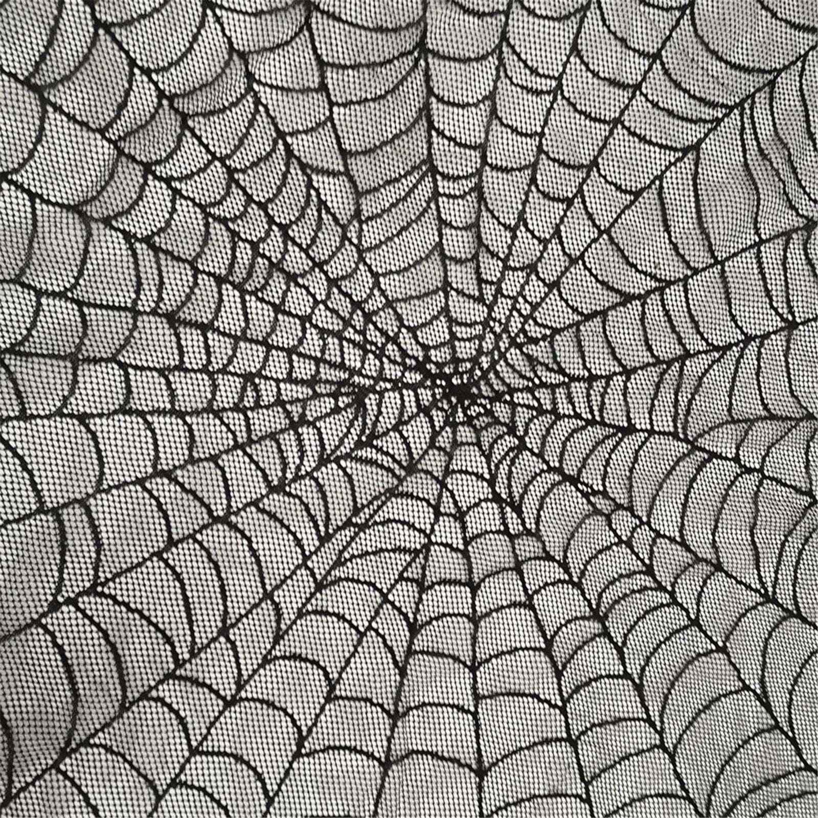 Halloween Round Lace Tablecloth Bat Spider Web for Halloween Party Decor,Lace Fabric Table Cloths Spooky Table Cover for Rectangle Tables for Parties Gothic Halloween Home Decorations