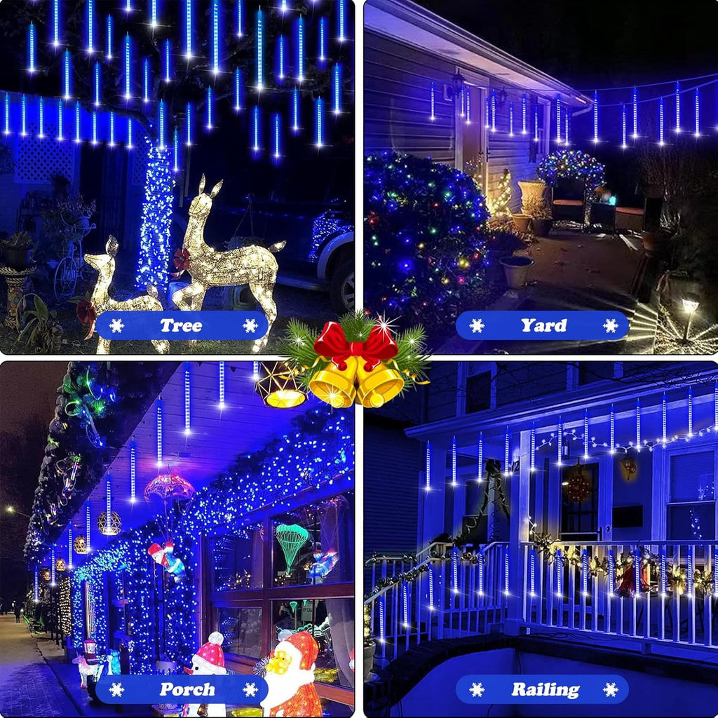 Scidweet Christmas String Lights, 20 inch 10 Tubes 540 LED Icicle Twinkle Meteor Shower Lights Outdoor for Christmas Halloween Holiday Party Home Decor, White