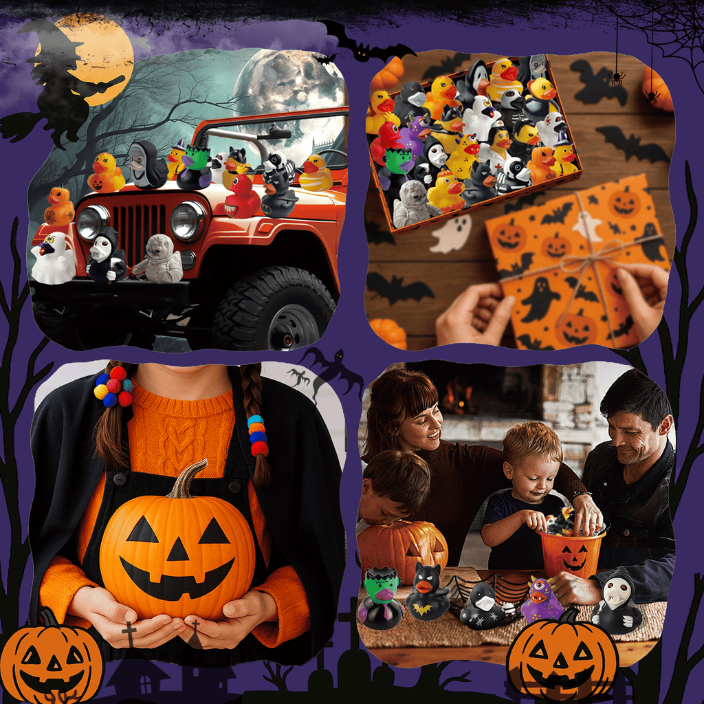 24 PCS Halloween Rubber Ducks Party Favors Toys for Jeeps Ducking Trick or Treat Supplies Goodie Bag Fillers, Halloween Themed Bathtub Toys