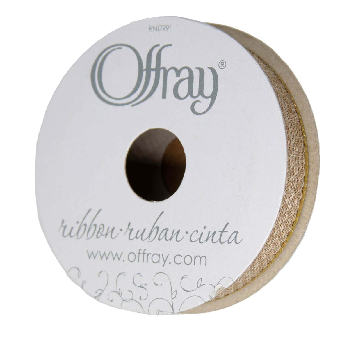 (4 pack) Offray Ribbon, Natural Gold 5/8 inch Galena Metallic Ribbon for Wedding, Crafts, and Gifting, 9 feet, 1 Each