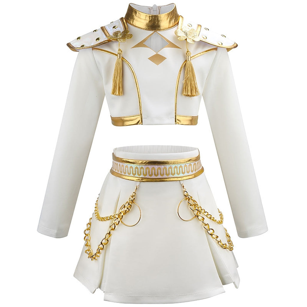 Girls Stage Performance Outfit with Top and Skirt Halloween Cosplay Costume