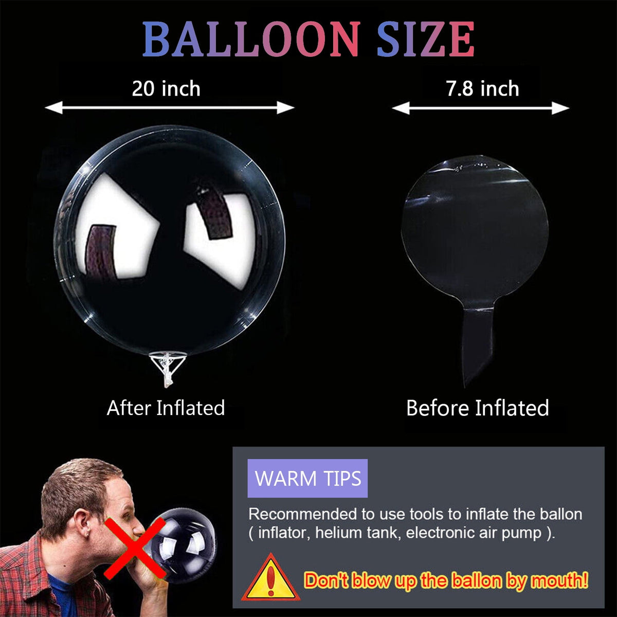 LED Balloons 10 Pack, 20 inch Glow Bubble Balloons with String Lights Included Batteries for Halloween Christmas Party Decoration