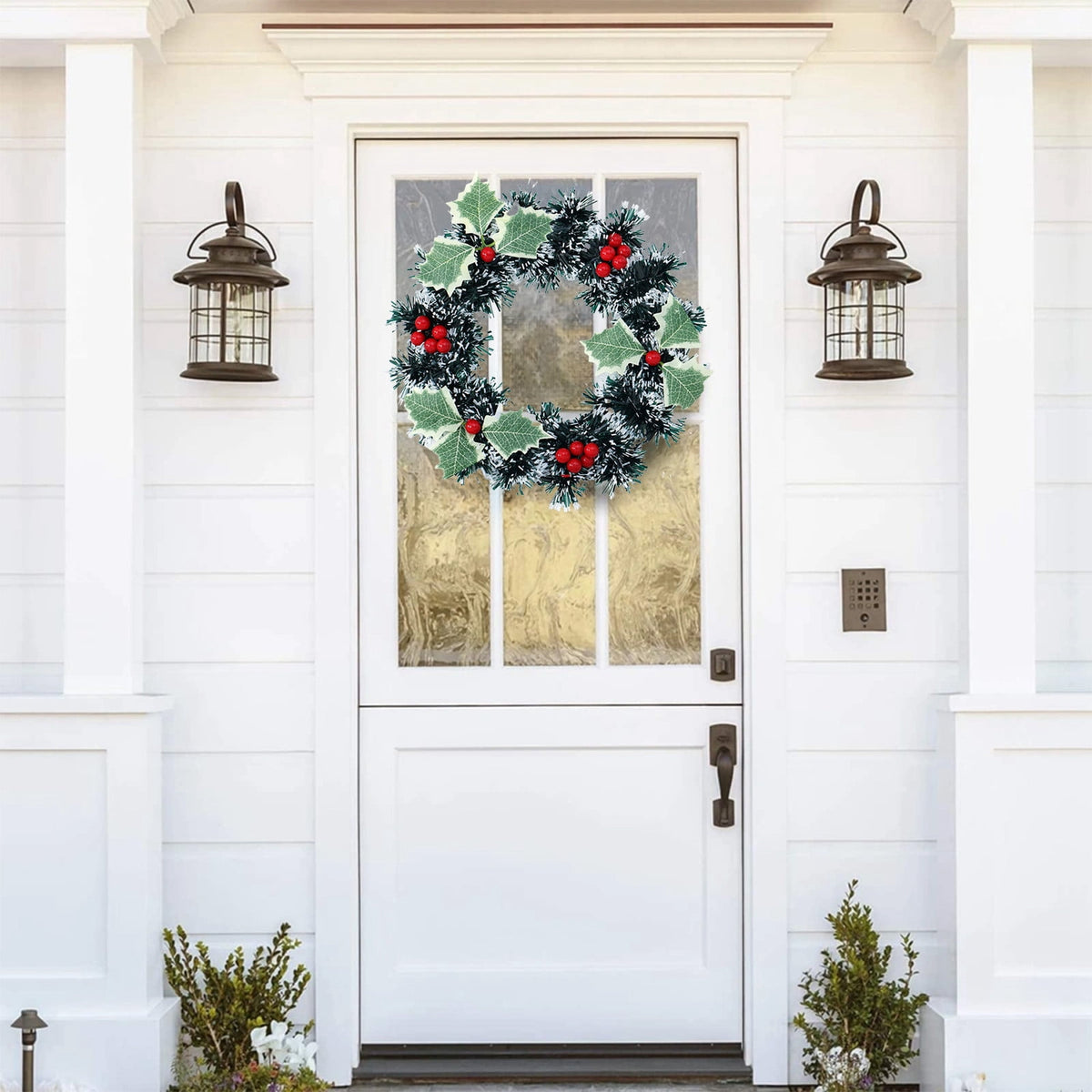 Btomtd Diameter 8" Pumpkin Skull Wreath Halloween Decor Acrylic Round Disk Hanging Ornament with Garland for Front Door Window, B