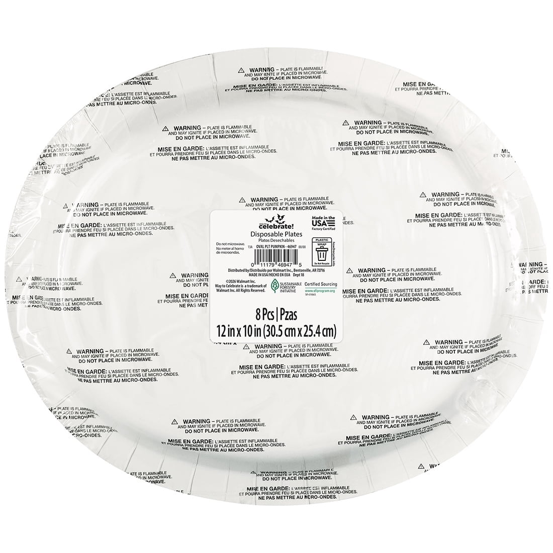 Jack-o'-Lantern Oval Disposable Paper Plates, Multicolor, 12" x 10", 8 Count, Halloween by Way To Celebrate