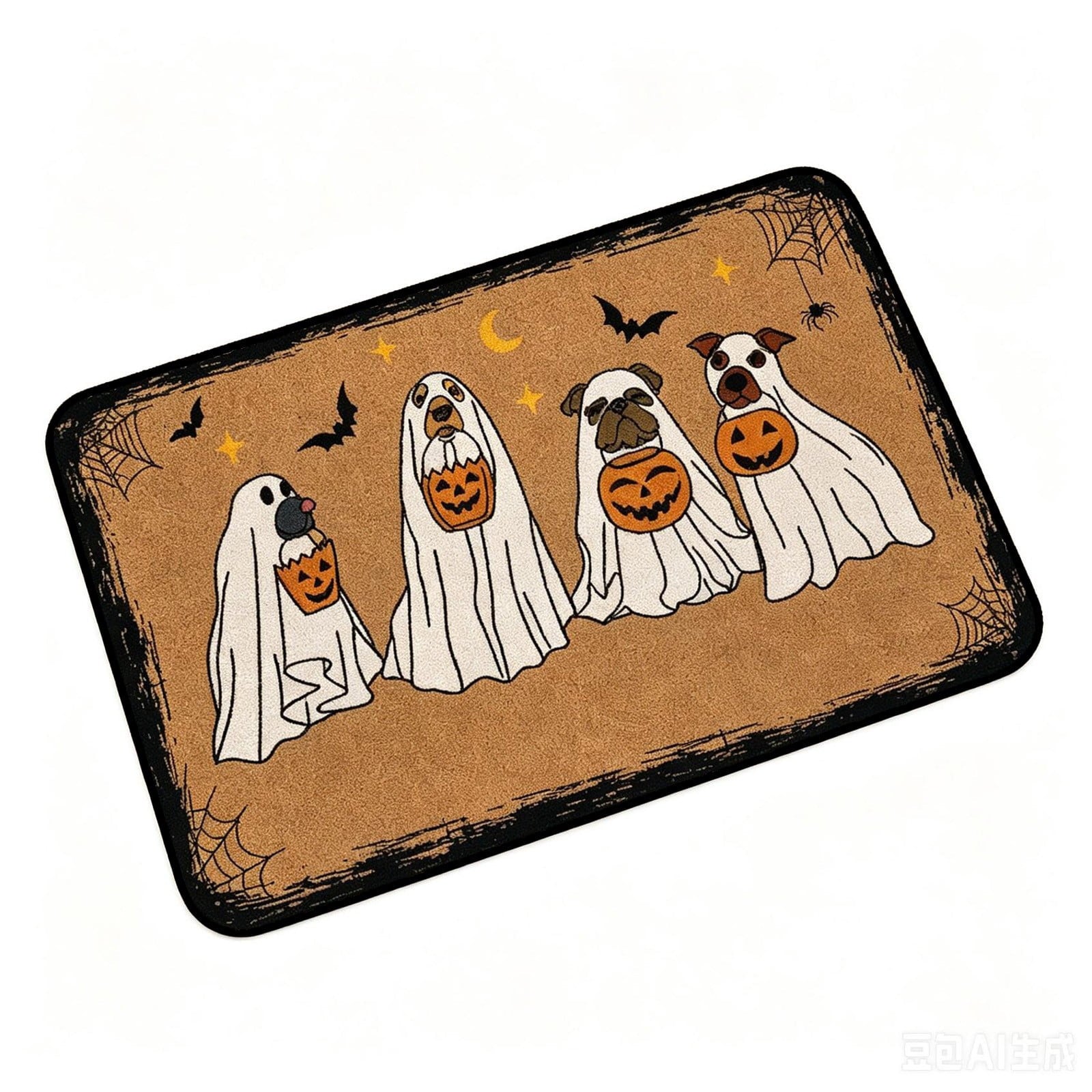 PYURTEP Halloween Door Mat Pumpkin Bat Pattern Entryway Doormats Non-Slip Indoor Outdoor Welcome Mat for Halloween Decor
