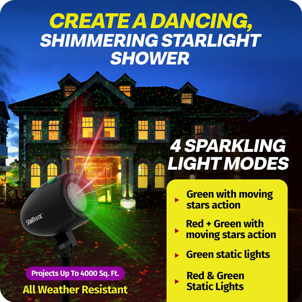 Startastic Laser Projector Lights Outdoor Indoor Holiday Star Lights for Halloween Christmas New Years Waterproof
