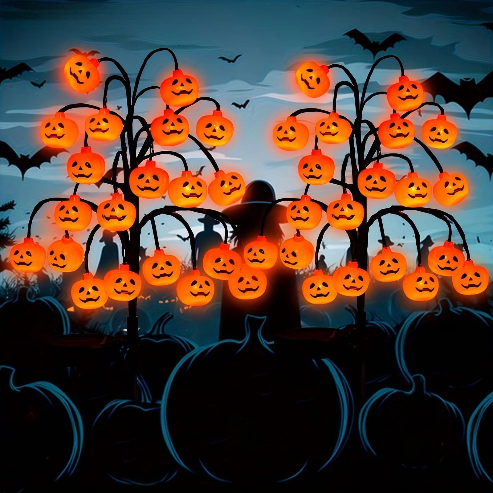 20 Pack Solar Halloween Lights Outdoor, Waterproof LED Pumpkin Pathway Garden Stake Lights for Yard Walkway Fall Decoration, Orange