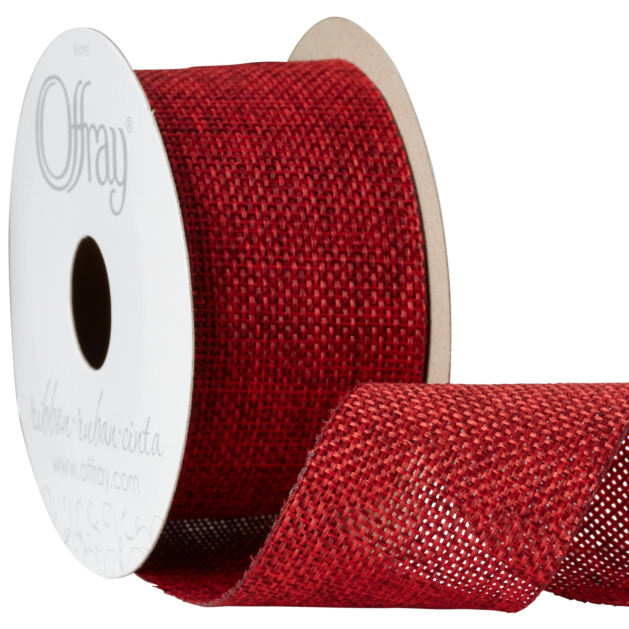 Offray Ribbon, Torrid Orange 1 1/2 inch Woven Burlap Woven Ribbon, 9 feet